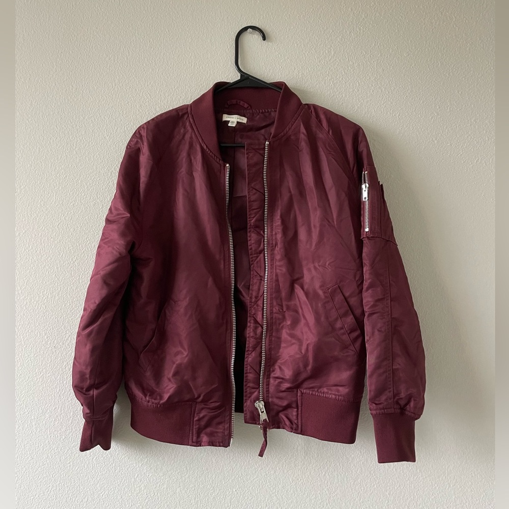 Urban Outfitters Silence + Noise Maroon Bomber Jacket